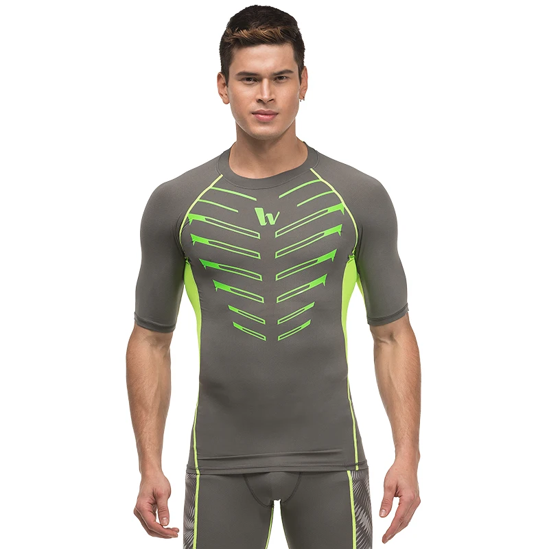 VANSYDICAL Мужская рубашка для бега с коротким рукавом камуфляжная компрессионная