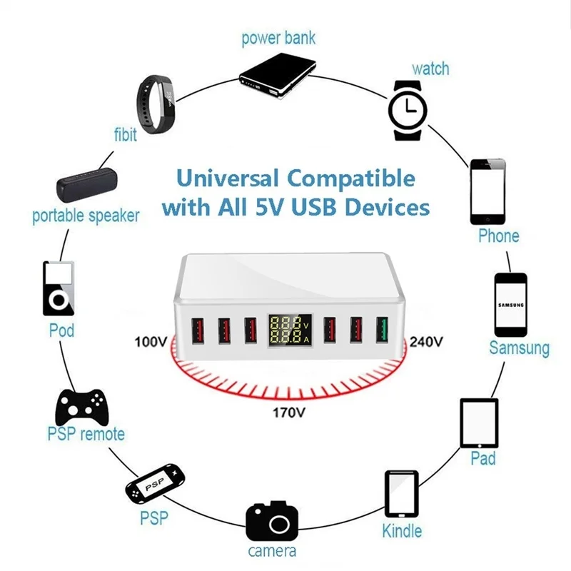 Tongdaytech USB быстрое зарядное устройство мульти 6 портов USB быстрая зарядка QC 3,0 ЖК-дисплей Каррегадор порт atil для Iphone Xiaomi samsung