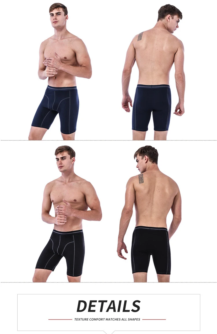 J-BOX, 1 шт., мужское сексуальное нижнее белье, Cueca, мужской однотонный цвет, хлопок, размера плюс, мужское длинное нижнее белье, боксеры, толстые трусы-боксеры для геев, мужские трусы