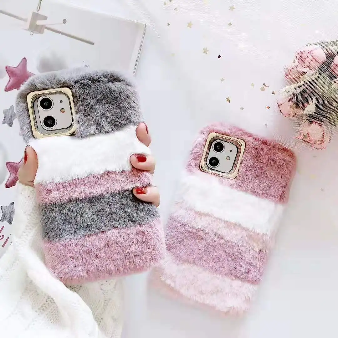 Чехол в полоску для Samsung Galaxy Note 10 Pro S9 S8 S10 pLUS s10e lite 9 8 5 4 3 S7 S6 Edge S5 Mini теплый меховой