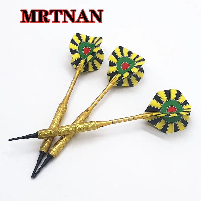

High quality 3 pieces/set of professional darts 14g yellow soft darts aluminum dart throwing game high quality indoor dart set