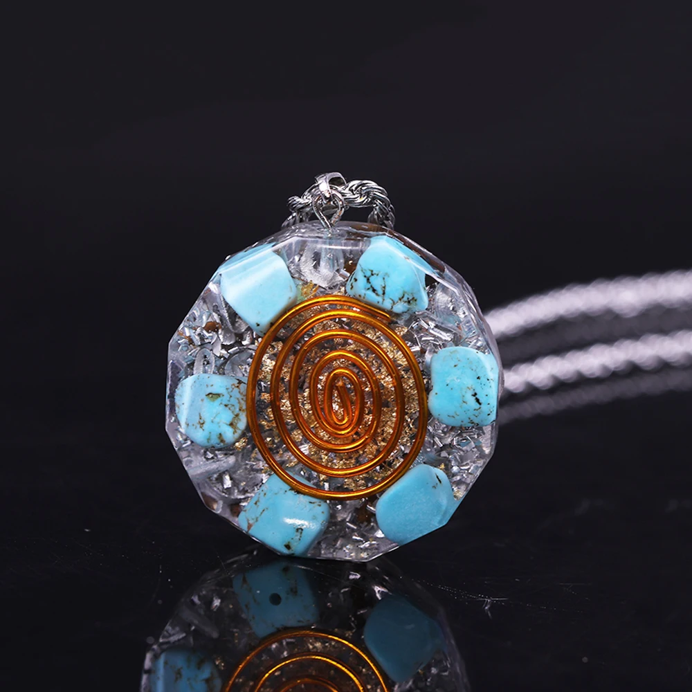 Ожерелье с подвеской Orgonite бирюзовый кулон Energy Crystal Reiki ювелирные изделия для