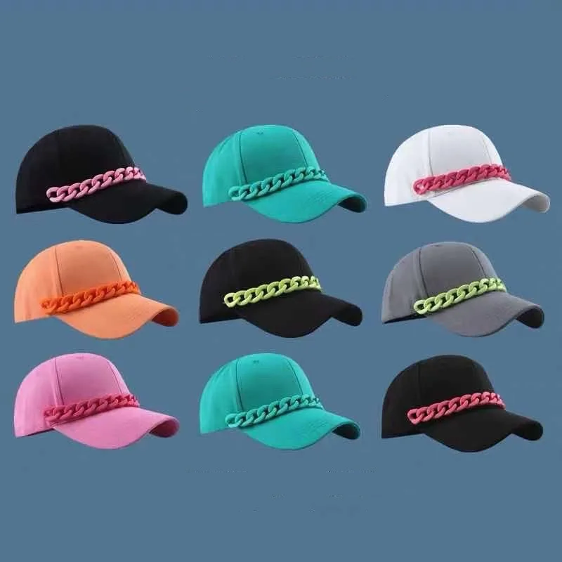 

Color Chain Baseball Cap Female Sunshade Duck Tongue Cap Fashion Sunscreen Cap Hats for Women Men's Caps Kpop Women's Hat
