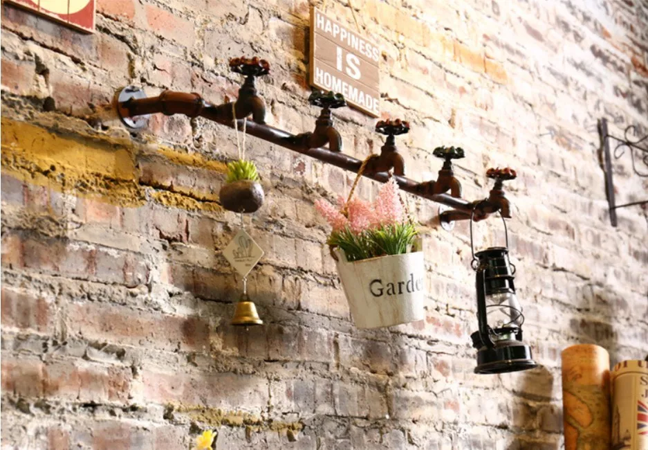 Крючок стеллаж для смесителя в стиле ретро промышленный стимпанк железная труба