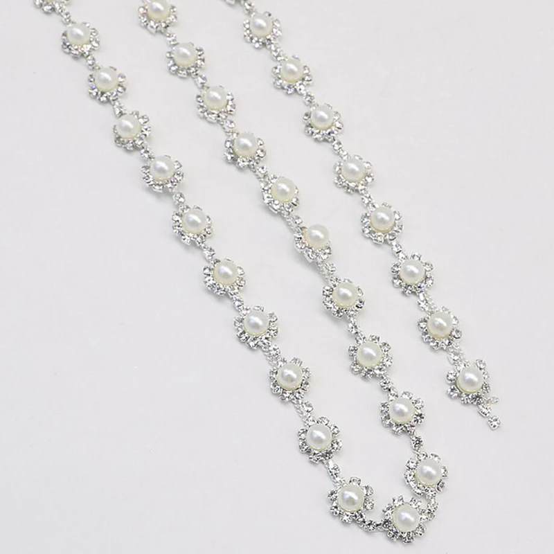 10 ярдов Стразы с бриллиантами цепочка жемчужная лента для изготовления