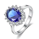 Кольцо Принцесса Диана Уильям Кейт с драгоценными камнями сапфирово-голубое свадебное обручальное кольцо с кристаллом для женщин