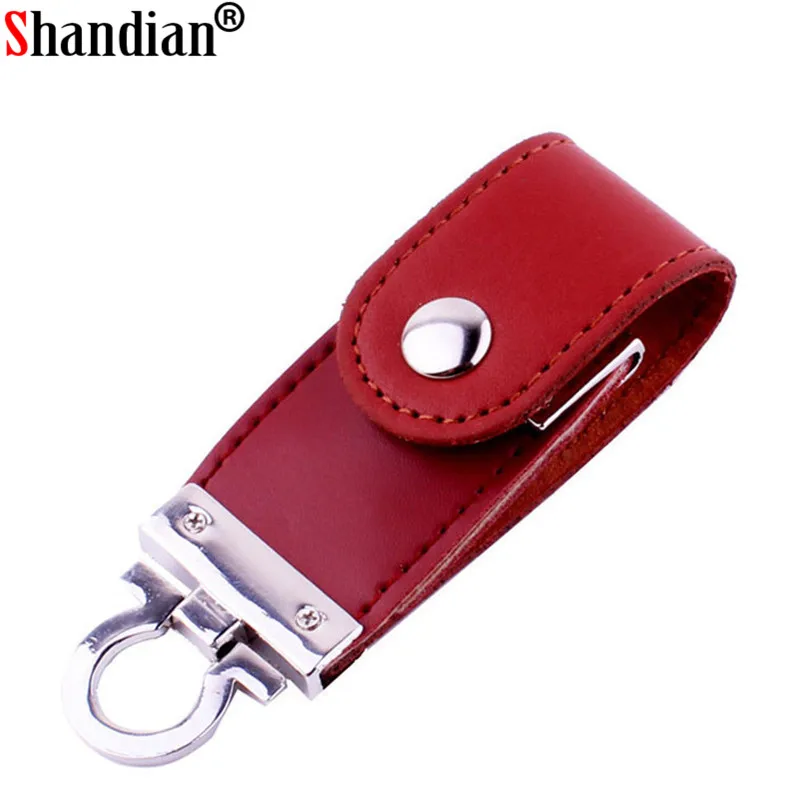 SHANDIAN коричневые кожаные флеш диск USB 2 0 4GB/8GB/16GB/32GB/64GB 128GB брелок накопителей и