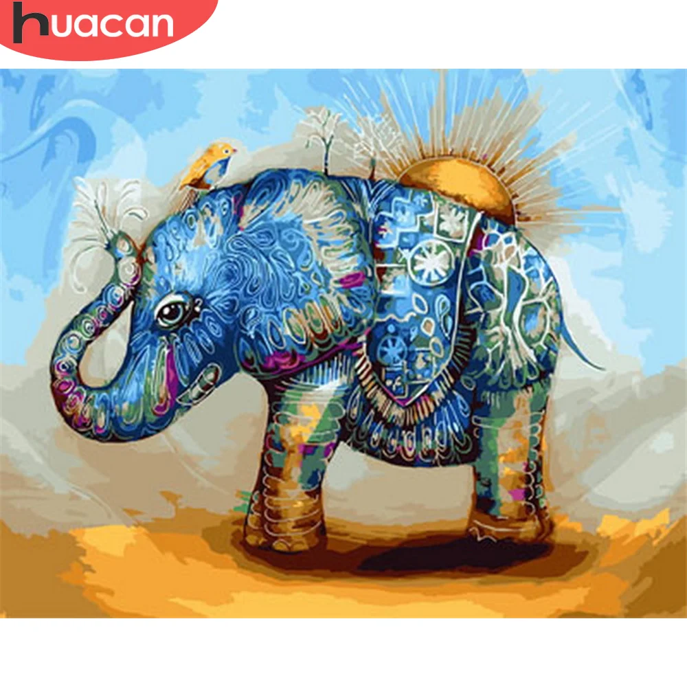 

HUACAN картина по номеру Слон рисунок на холсте Ручная роспись живопись искусство подарок DIY картинки по номеру наборы животных домашний декор