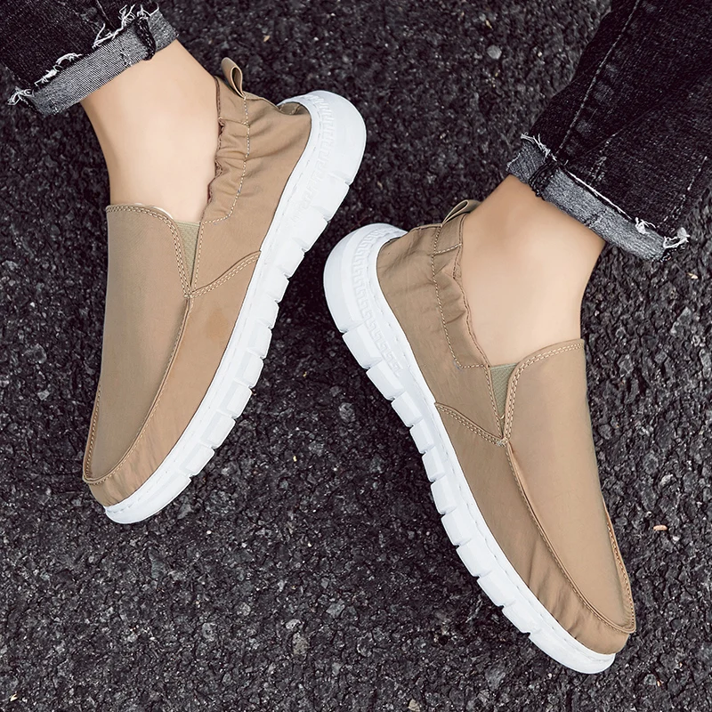 

Trend 2021 Lightweight Men's Sneakers Breathable Canvas Sneakers Slip On Summer Sneakers Cheap Running Shoes Elastic Band Shoes