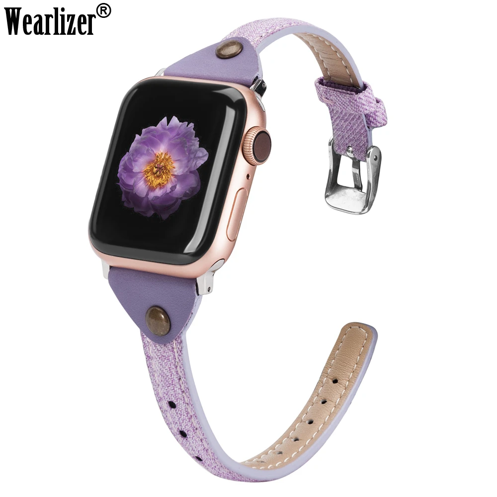 Холщовый ремешок для часов Apple Watch Series 5 4 3 2 1 42 мм 44 тонкий женский 38 40 модный