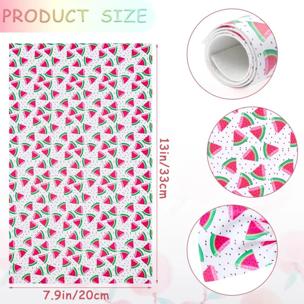 

9 Pieces Fruit Printed Faux Leather Sheet Assorted Patterns Synthetic Leather fo