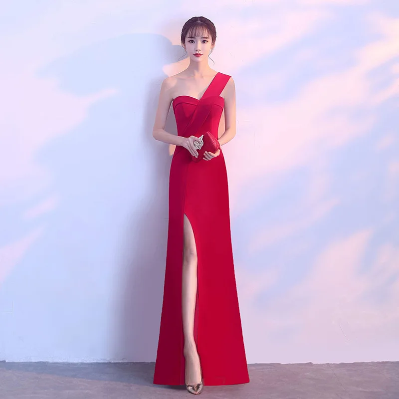 Реальное фото вечернее платье платья Длинные Сексуальные одно плечо простое 2020