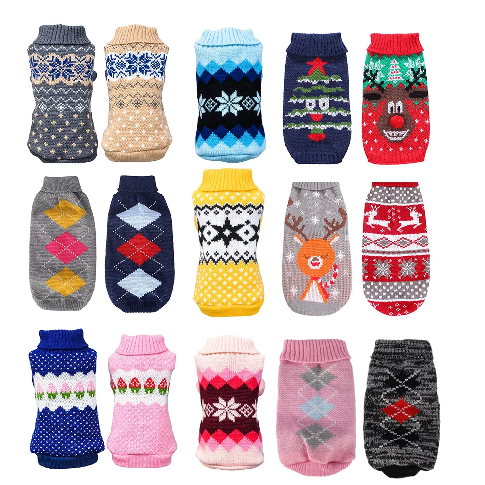 

Зимняя мультяшная одежда для кошек и собак, теплый Рождественский свитер для маленьких йоркширских чихуахуа, одежда для домашних животных, ...