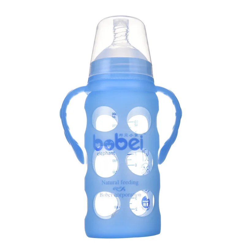 Бутылка для молока младенцев с широким горлом и силиконовым покрытием 240 мл | Мать
