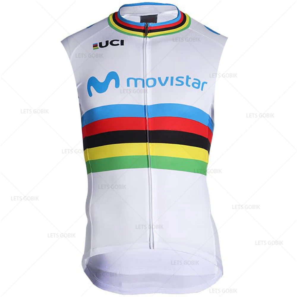 sleeveless MOVISTAR TEAM, чемпион, набор Джерси для велоспорта(2 шт.), летний короткий рукав, Ropa Ciclismo Hombre, одежда для велоспорта, велосипедная форма - Цвет: sleeveless
