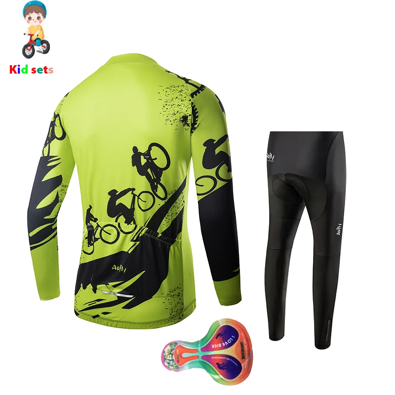 Детские комплекты велосипедных Джерси с длинным рукавом для мальчиков и девочек