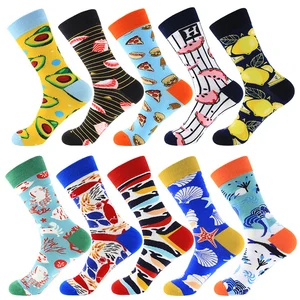 Модные носки Harajuku, зима счастливые мужские носки, забавные, из чесаного хлопка, повседневные, свадебные, в стиле хип-хоп, трендовые, для скейтборда, носки для рождественских подарков