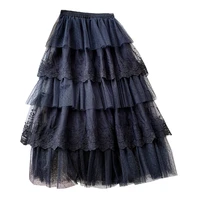 gentle lace cake skirt sweet flower embroidered fairy skirt 2021 new spring summer polka dot korean fluffy skirt