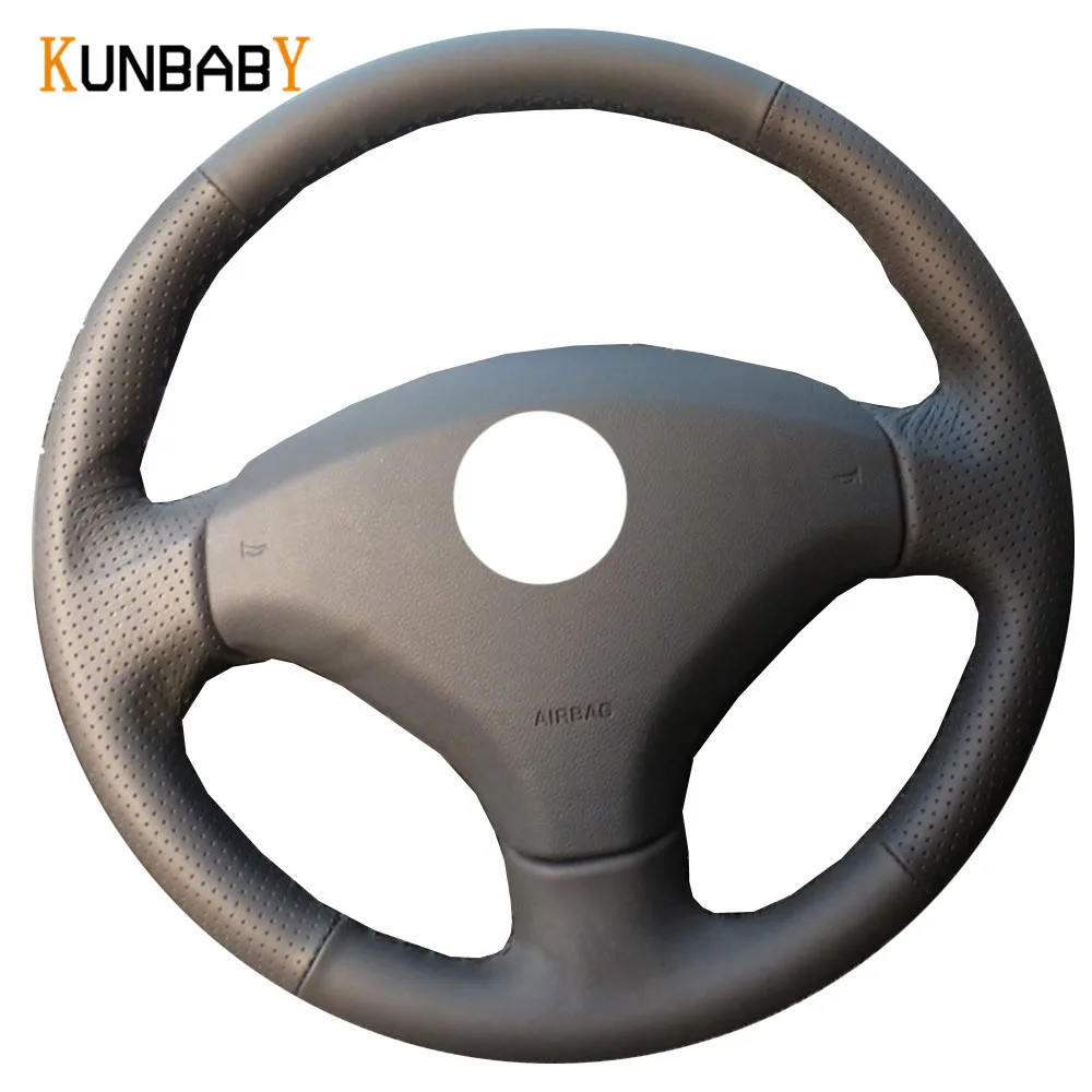 KUNBABY черный красный чехол рулевого колеса автомобиля из натуральной кожи для