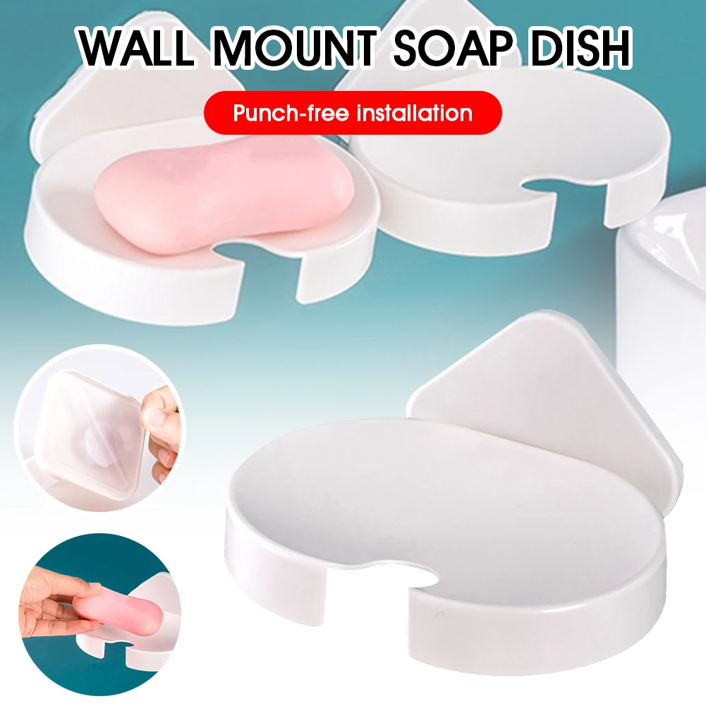 

Bath Soap Dish Wall Mounted Punch Free Soap Box Drain Rack Multifunction Plastic Soap Holder Shower Bathroom Storage Rack Tools