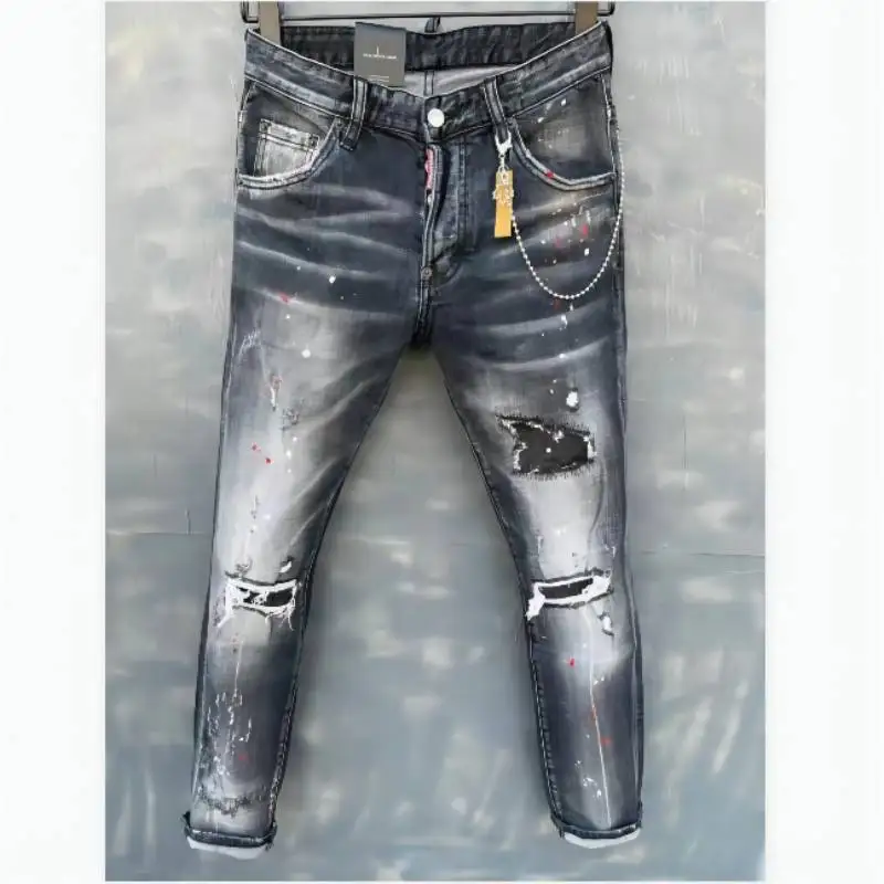 

Женские/мужские повседневные узкие Стрейчевые джинсы Dsquared2, мотоциклетные брюки, одежда 010-2 #