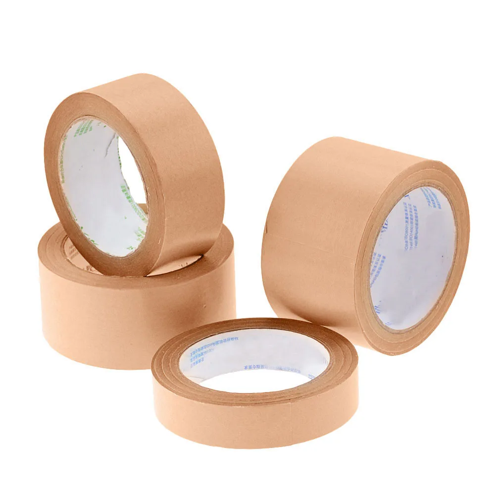 30m Gummed Kraft Paper Tape Bundled Adhesive Paper Tapes Sealed Water Activated Carton Painting Sticker For Packaging Tools