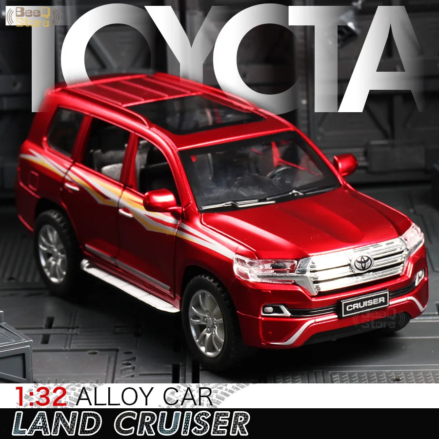 Литая модель автомобиля Toyota Land Cruiser 1:32 внедорожника игрушечная машинка со звуком