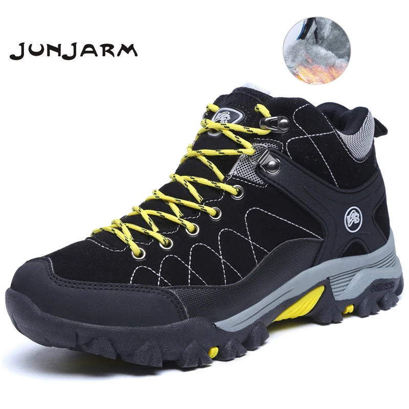 JUNJARM Новинка 2019 года мужские ботинки на меху теплые зимние Рабочая обувь Мужская