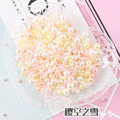 Mixcolor yellow pink 2/3/4/5 мм мульти вариант размера около 500 шт./лот случайная смесь цветов, не требующие отверстия в ухе, жемчуг Круглые бусины для рукоделия украшение для альбома - Цвет: Mixcolor yellow pink