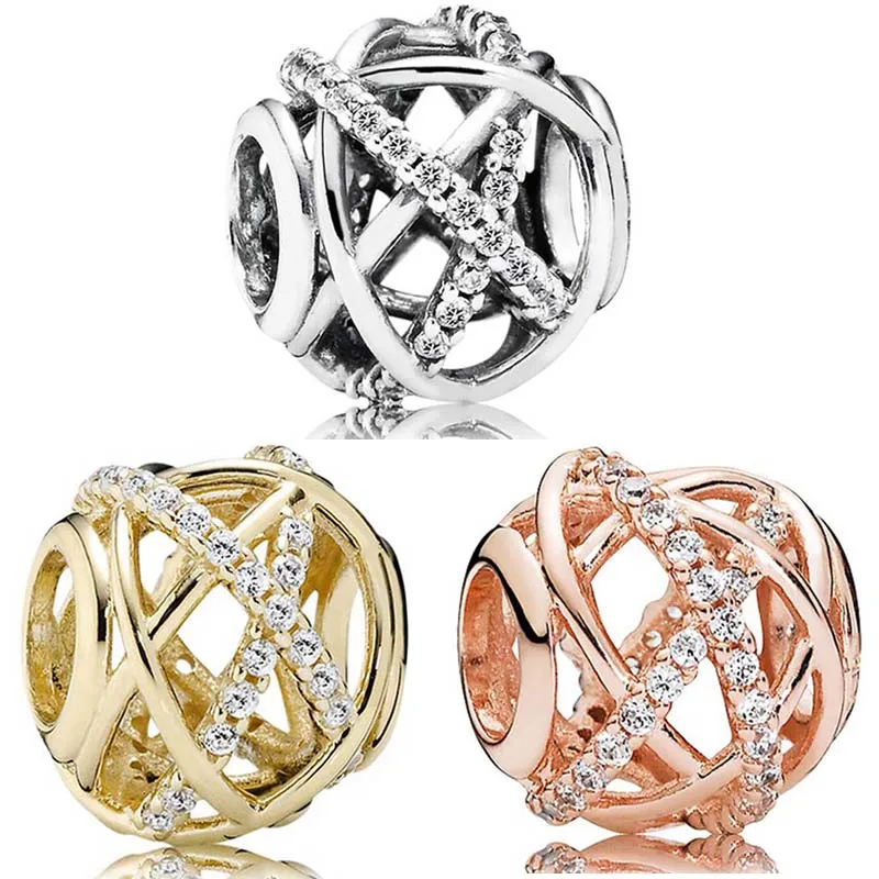 

Оригинальные подвески из стерлингового серебра 925 пробы, ажурные бусины из розового золота в виде галактики с кристаллом, подходят для попу...