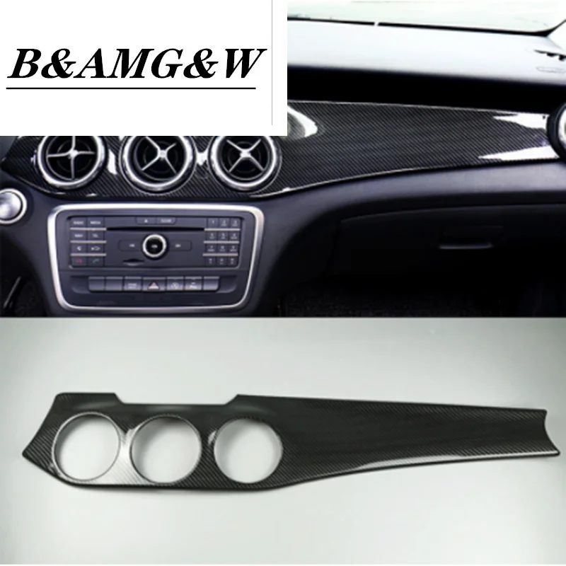 Карбоновая отделка панели приборов центральной консоли в цвете карбонового волокна для Mercedes Benz GLA X156 CLA C117 LHD 2013-2018 годов выпуска.