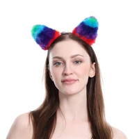 animal headband cat ears plush kids cute girls head hoop cat animals ears girls headband hairband headwear hair accessorie