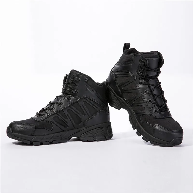 

High Quality Mid-Top Tactical Boots Men Breathable Cowhide SWAT Boots Military Shoes Outdoor Climbing Desert Combat Boots Women