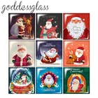 Рождественский Санта-Клаус, новогодний квадрат, 10 шт., 12 мм20 мм25 мм30 мм, стеклянный кабошон с плоским основанием, Ювелирная фурнитура сделай сам