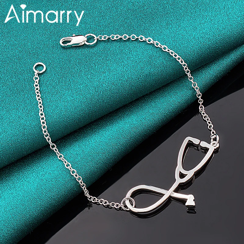 

Aimarry 925 Sterling Silver Stethoscope Bracelet For Charm Women Christmas Party Engagement Gifts Fashion Jewelry
