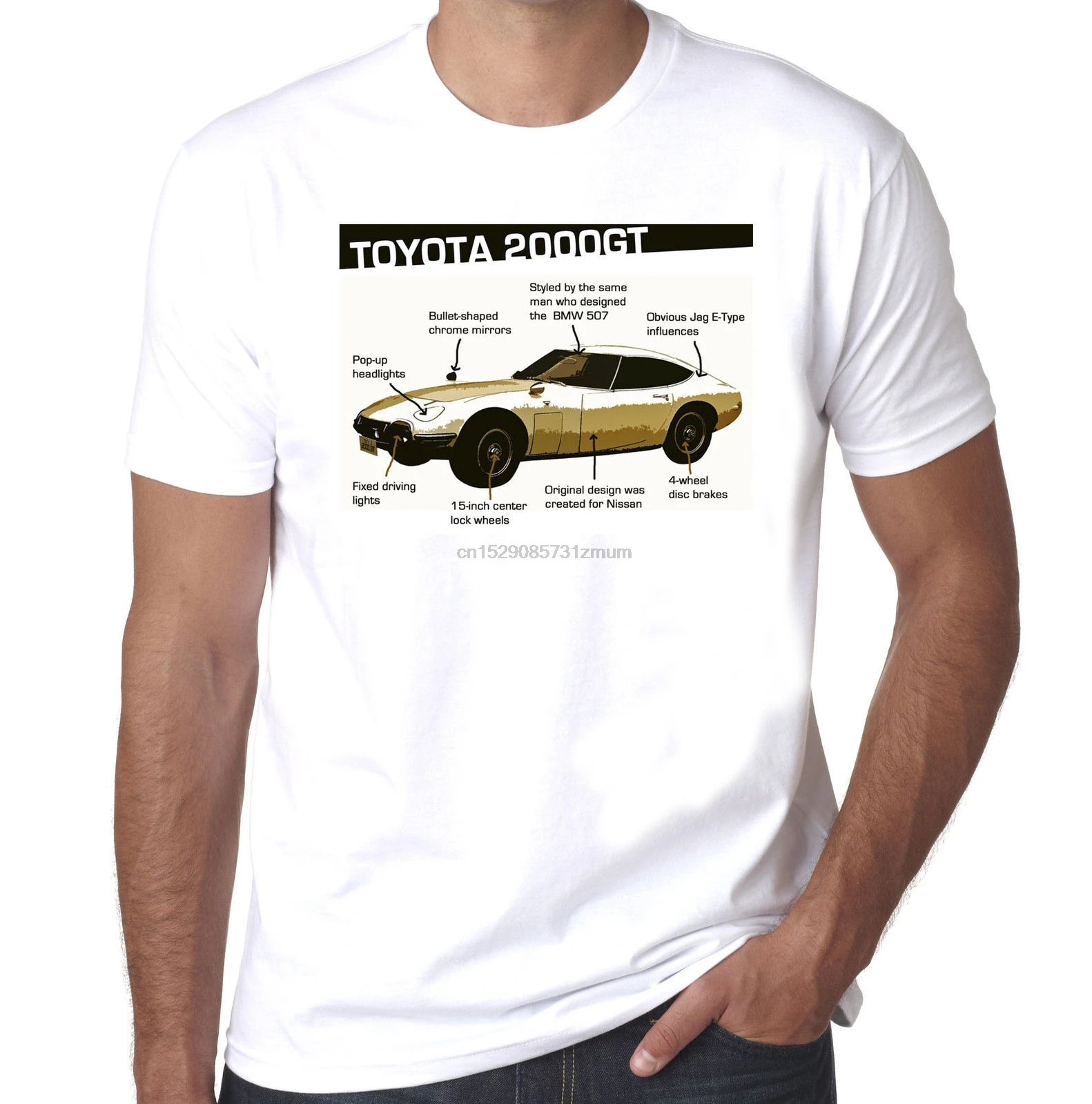 Toyota 2000GT 1967 infographic дизайн японский суперкар Мужская 100% хлопковая Футболка крутая