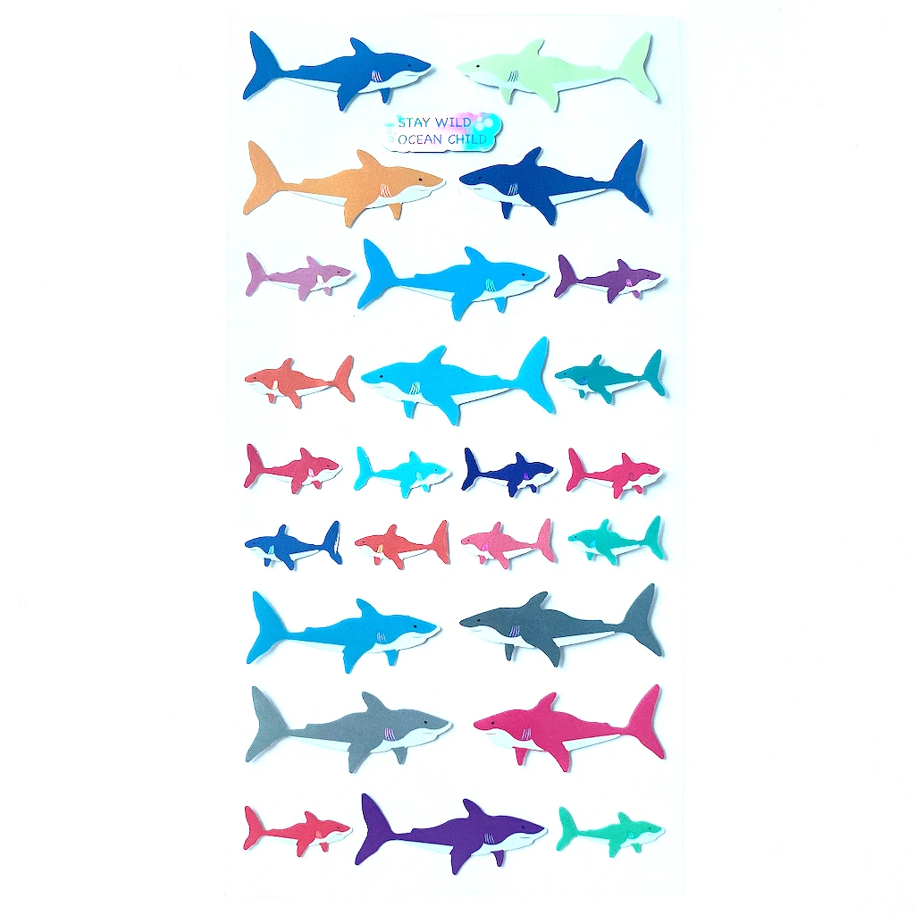 

Holographic Shark Sticker Sheet Stay Wild