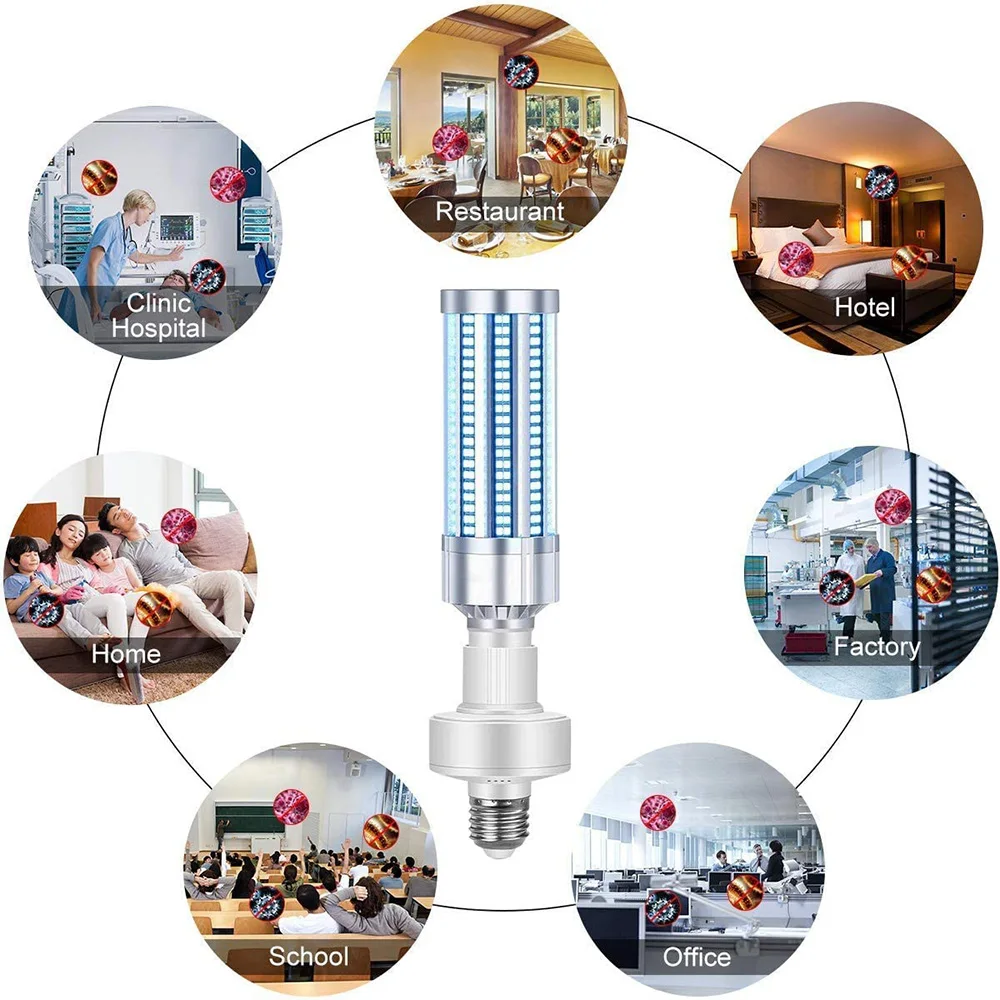 

60W UV germicidal light Led UVC Light Bulb E27 germicidal lamp Remote Control timing Killing Virus Mite Bacteria