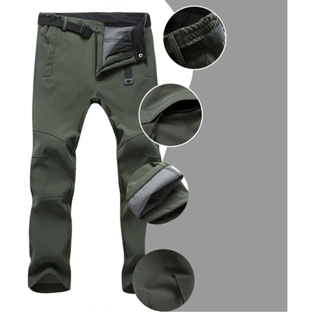 

Autumn Winter Waterproof Skiing Fleece Pants Windproof Outdoor Mountaineering Trousers for Sports Running Men - Size (Green)