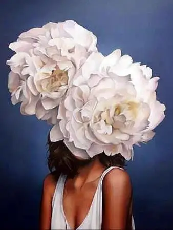 

Woman with flower on head 5D diamond painting flower cross stitch portrait rhinestone mosaic home decoration