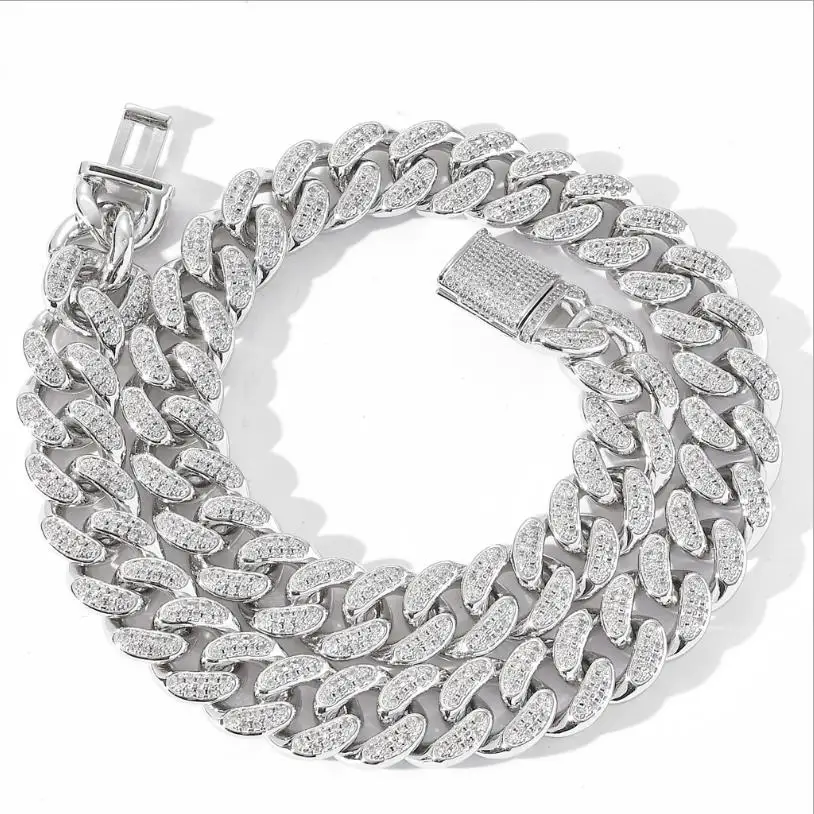 Кубинская цепочка в стиле хип-хоп мужское ожерелье с цепочкой 15 мм полностью из