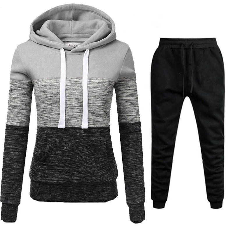 Женский спортивный костюм из 2 предметов зимний толстовка с капюшоном и штаны