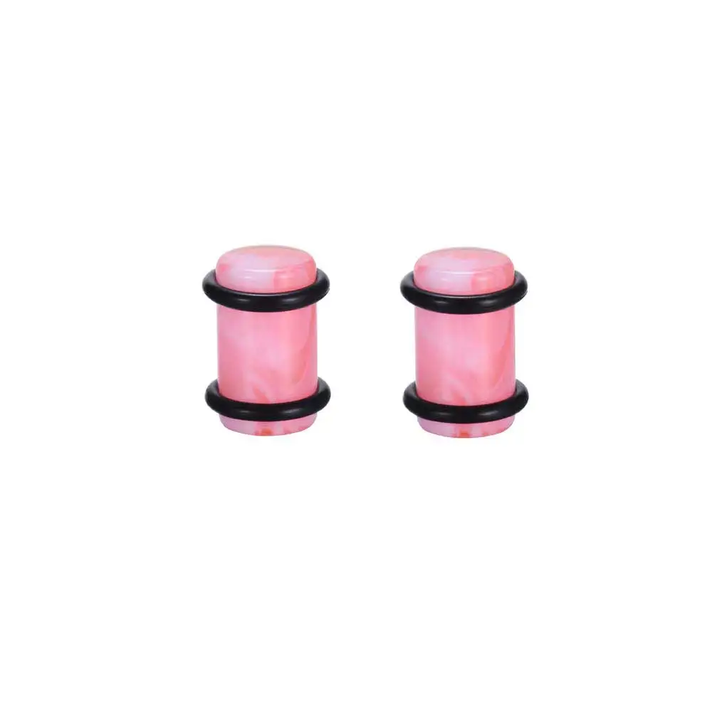 Pink White Серьги Для Пирсинга Ушей, 1 пара акриловых пробок для ушей и тоннелей, расширители для ушей, растяжки для ушей, украшения для тела - Окраска металла: Pink White