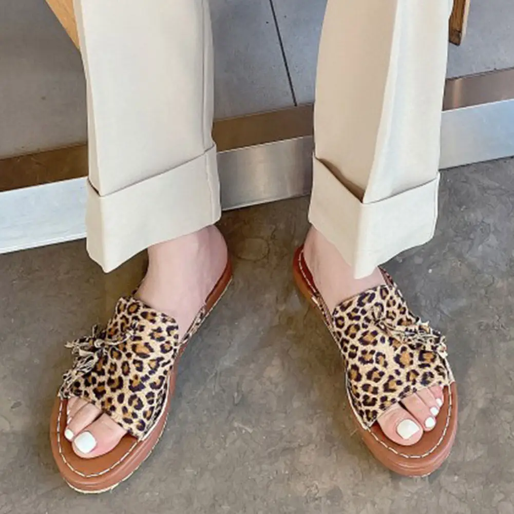 

SARAIRIS New Ladies Brand Leopard Platform Slides Casual slip-on Flat Heel Slippers Women Comfy Low Heel Summer Shoes Woman
