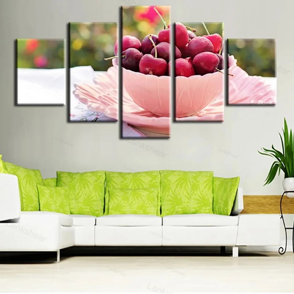 Настенная картина модульные картины с рамкой 5 панелей вкусные фрукты пейзаж