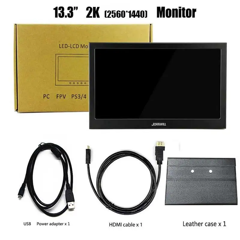 13.3 2K leather case 13,3 дюймов, 2 K Портативный компьютерный монитор ПК HDMI PS3 PS4 Xbo x360 1080 P ips ЖК-дисплей светодиодный 15,6 дюймов Дисплей монитор для Raspberry Pi - Цвет: 13.3 2K leather case