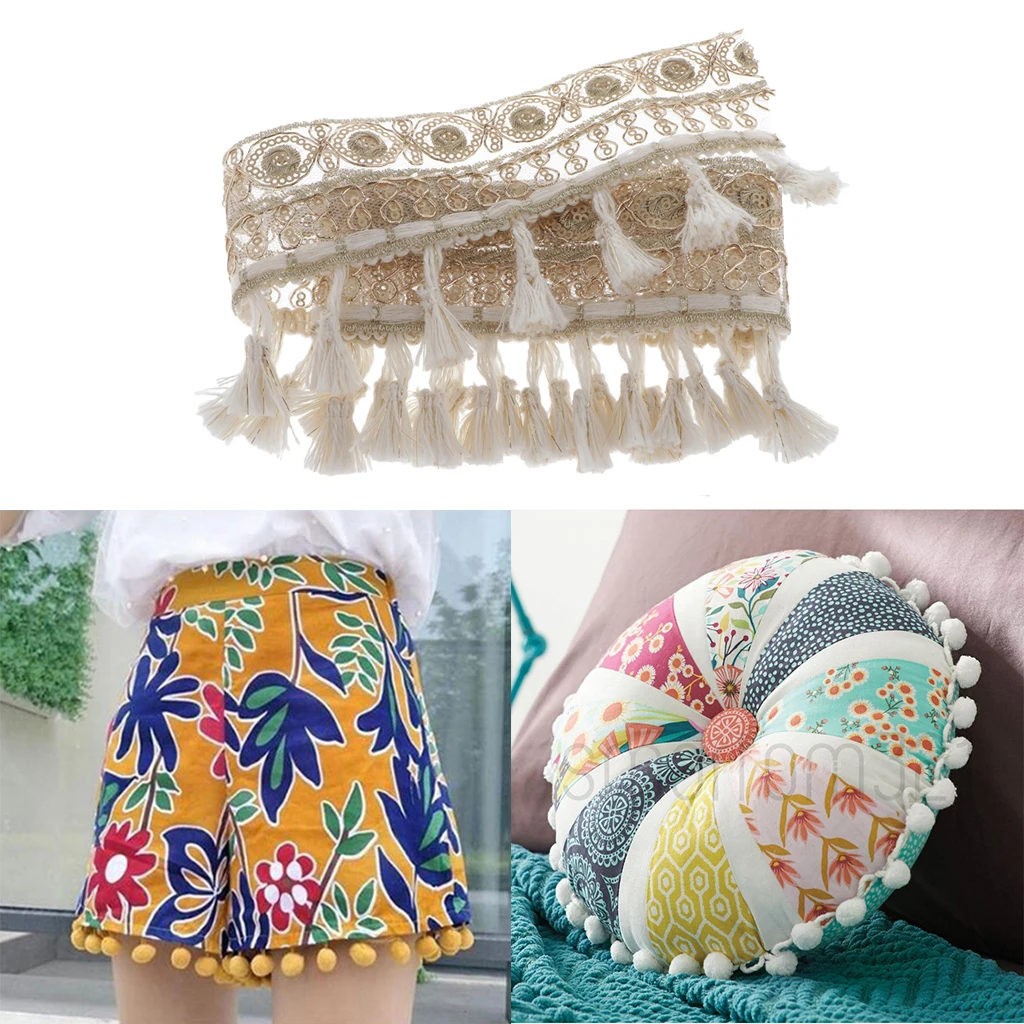 1yd кружевная швейная накладка с бахромой и помпоном плетеная лента сделай сам