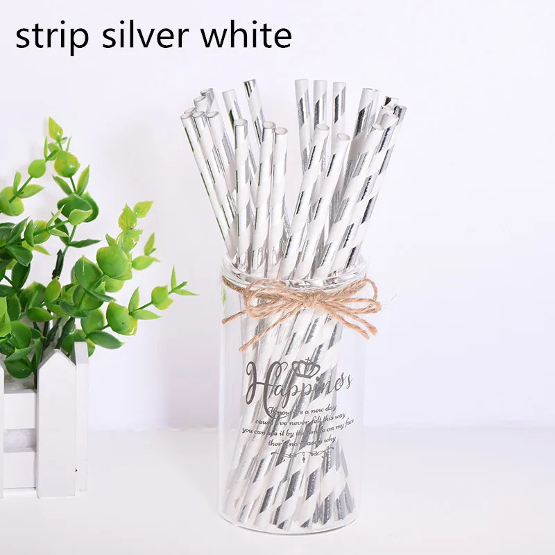 hot-sliver white 25 шт торт Топпер бумажные соломинки с фламинго для дня рождения украшения дети взрослые выпускные поставки одноразовые Коктейльные трубочки - Цвет: hot-sliver white