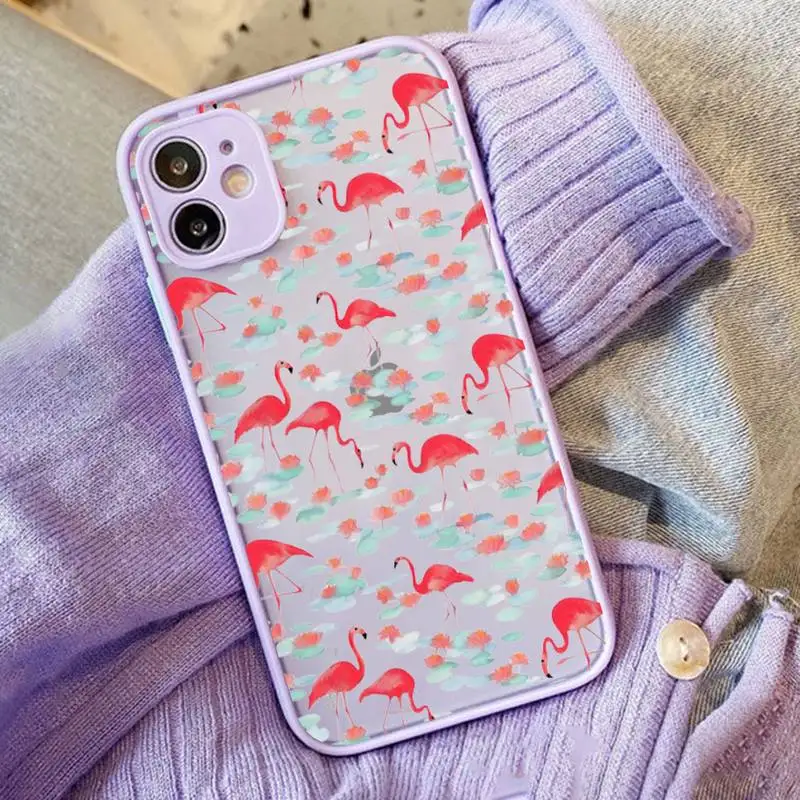 

Flamingo Phone Case for iPhone X XR XS 7 8 Plus 11 12 13 pro MAX 13mini Translucent Matte Shockproof Case