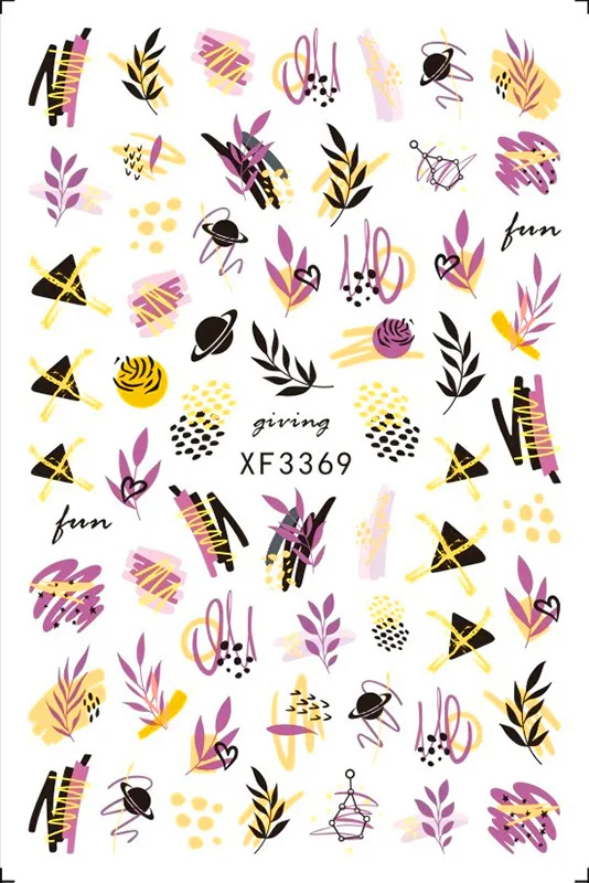 12 pcs/Set 3D Leaf Nail Art Sticker Sliders Manicure Designs Self Adhesive Nail Sticker Decoration Beautiful Tips Decals AO-8D